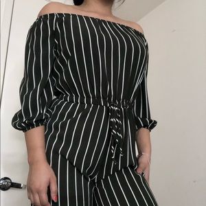 💚🤍FOREST GREEN STRIPED JUMPSUIT🤍💚